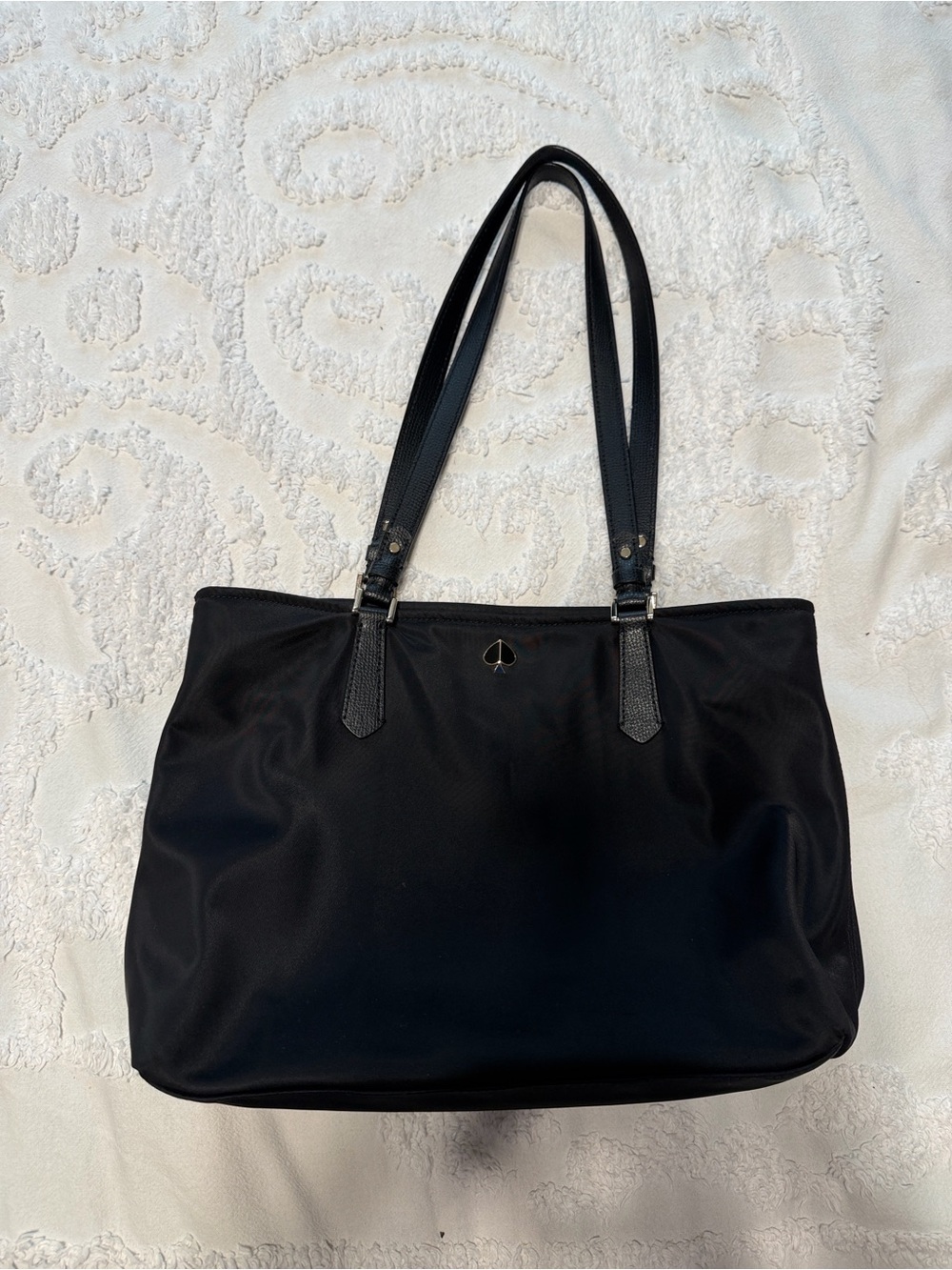 Kate Spade Black Nylon Tote with Leather Straps